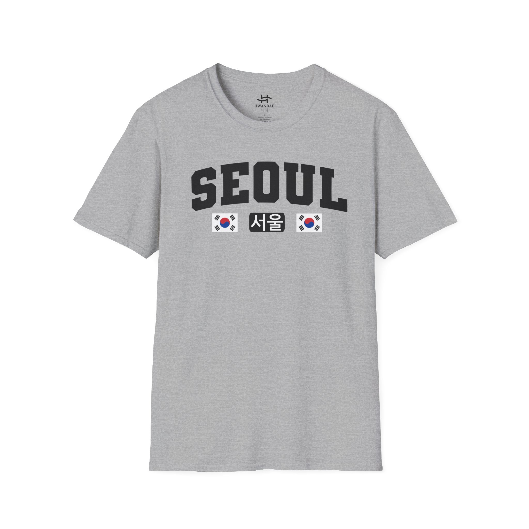 Seoul Varsity T-Shirt with Korean and Flags