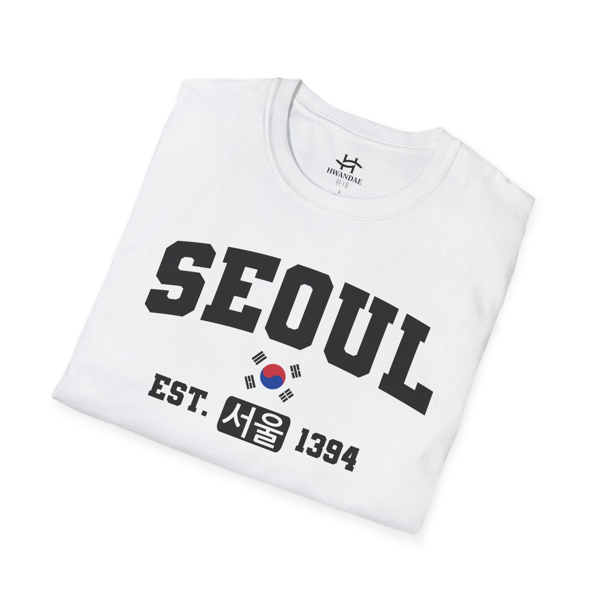 Seoul Varsity T-Shirt with Korean, Flags and Establishment date