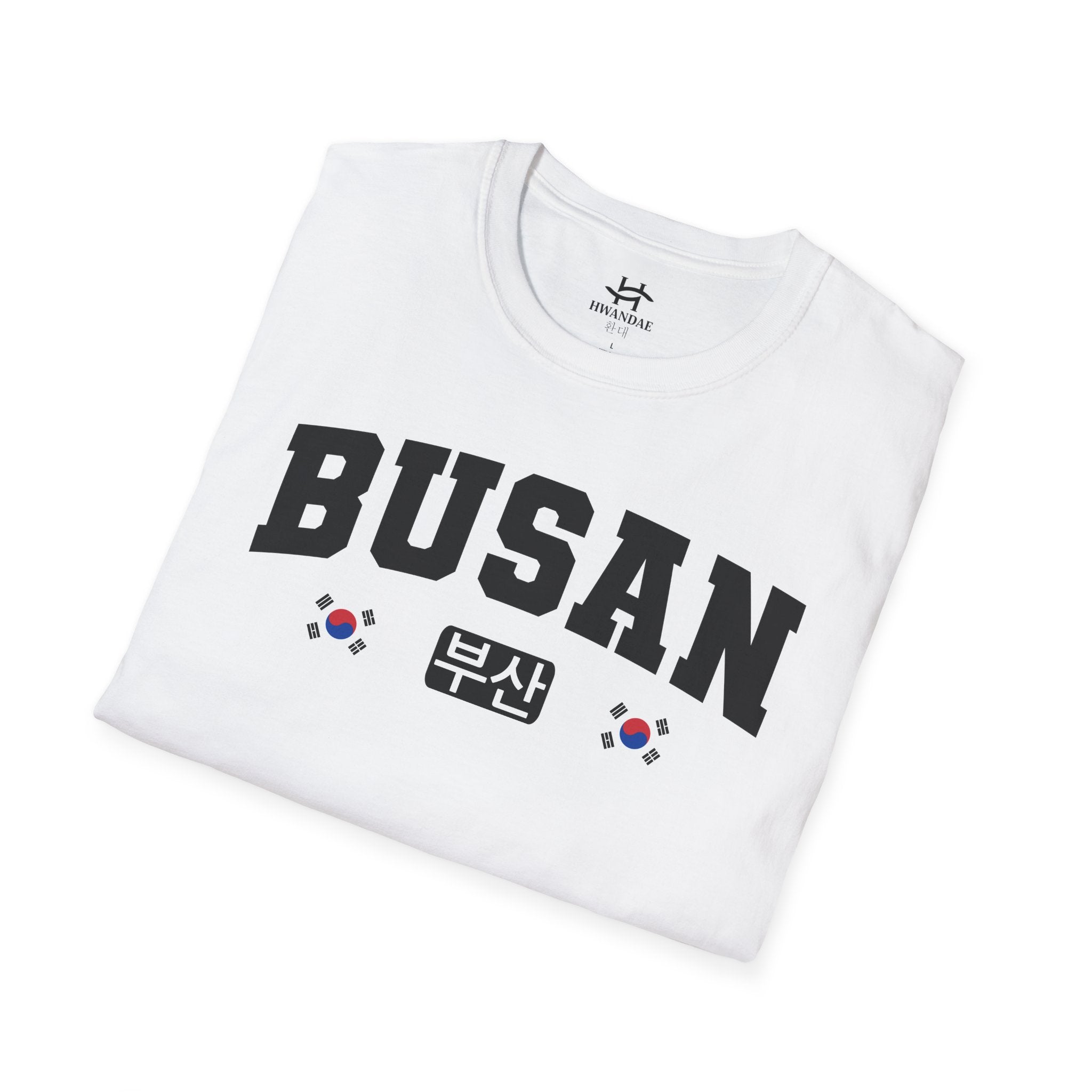 Busan Varsity T-Shirt with Korean and Flags