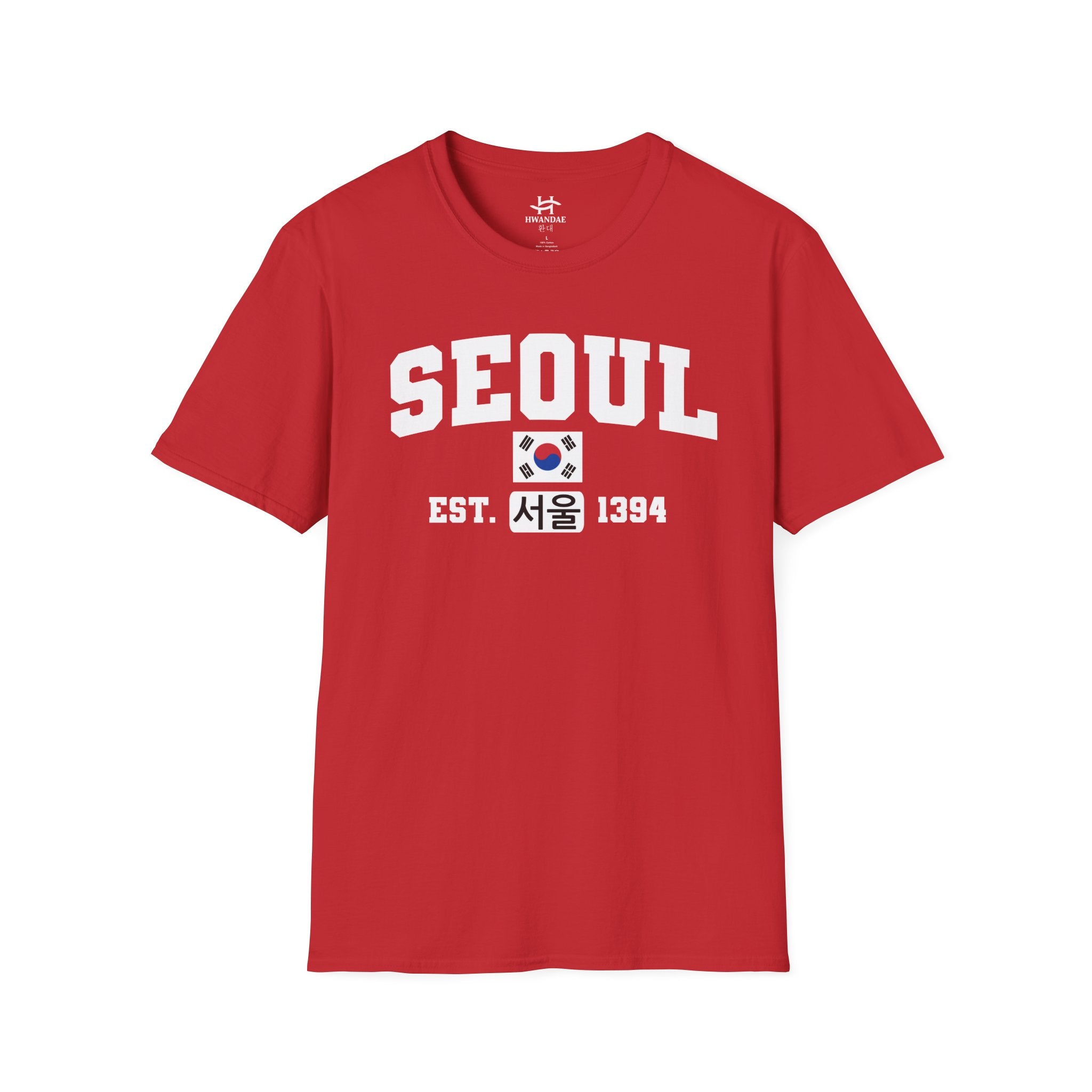 Seoul Varsity T-Shirt with Korean, Flags and Establishment date
