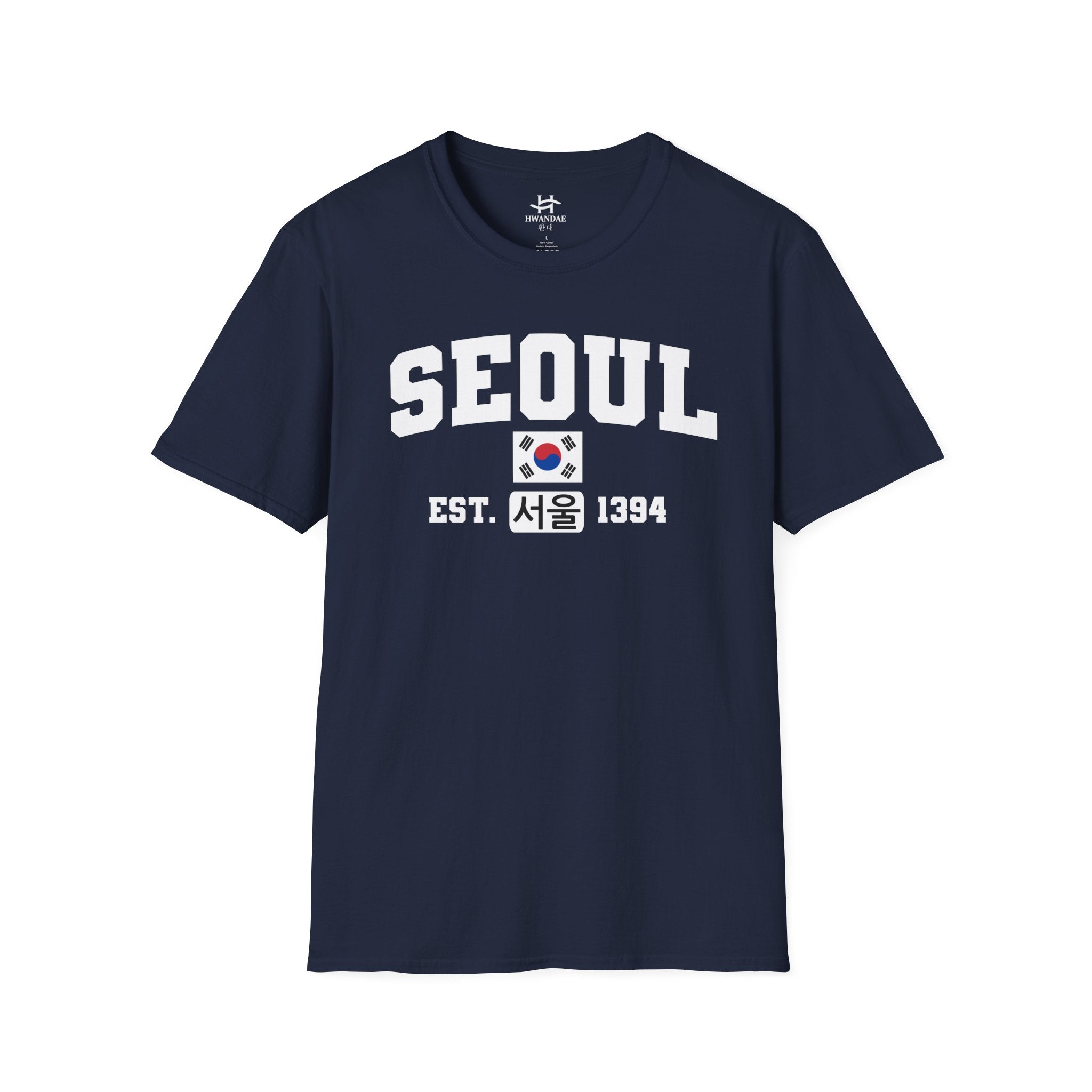 Seoul Varsity T-Shirt with Korean, Flags and Establishment date