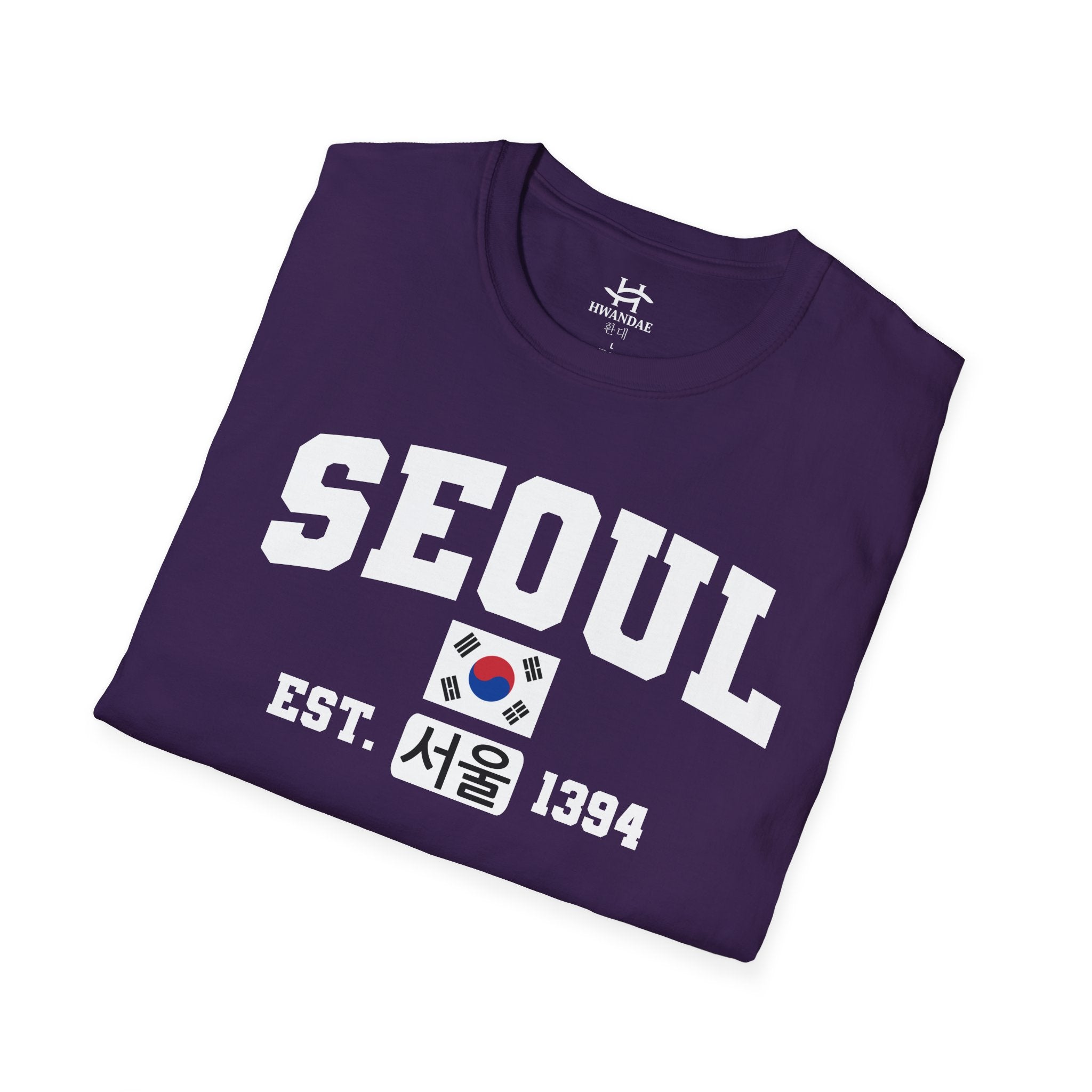 Seoul Varsity T-Shirt with Korean, Flags and Establishment date