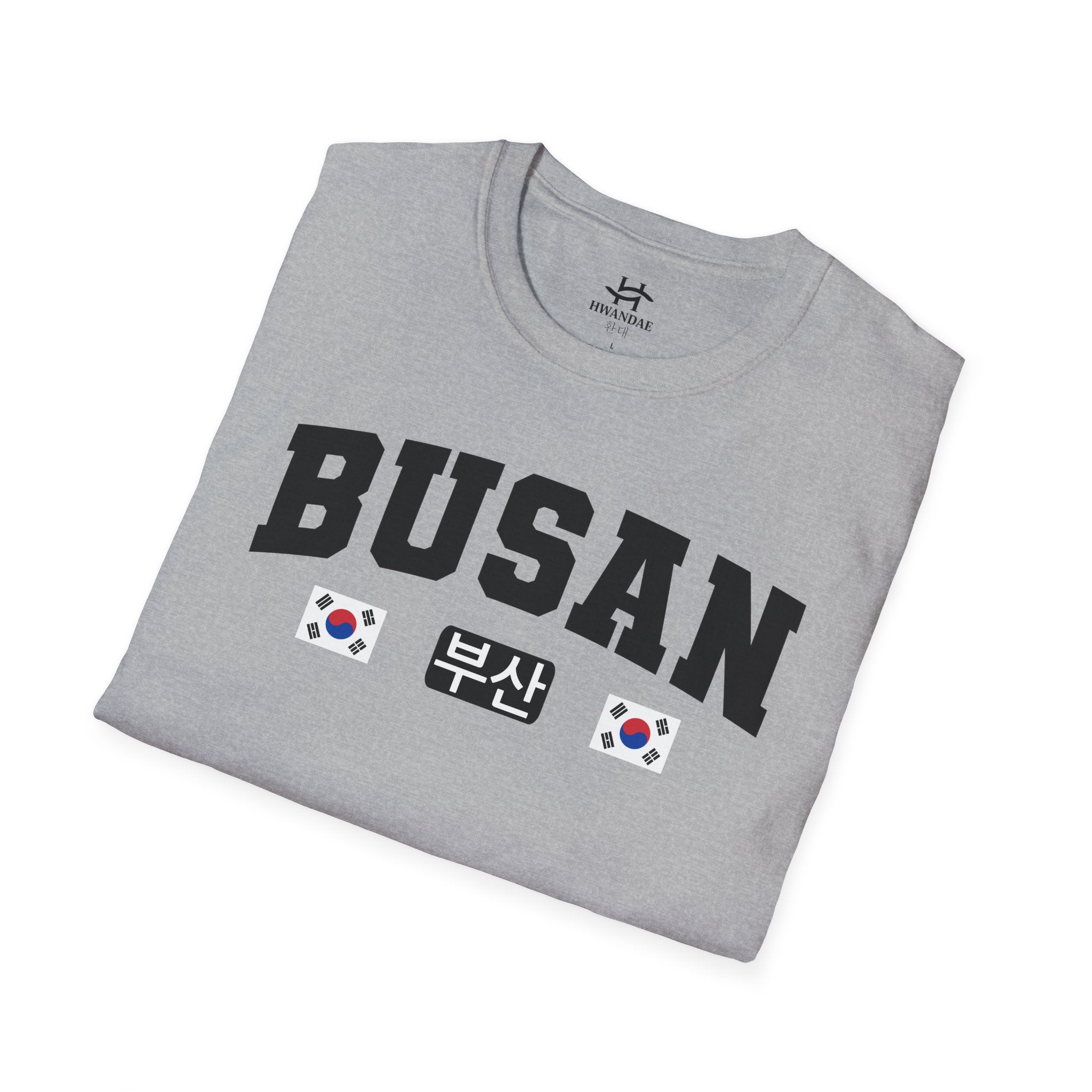 Busan Varsity T-Shirt with Korean and Flags