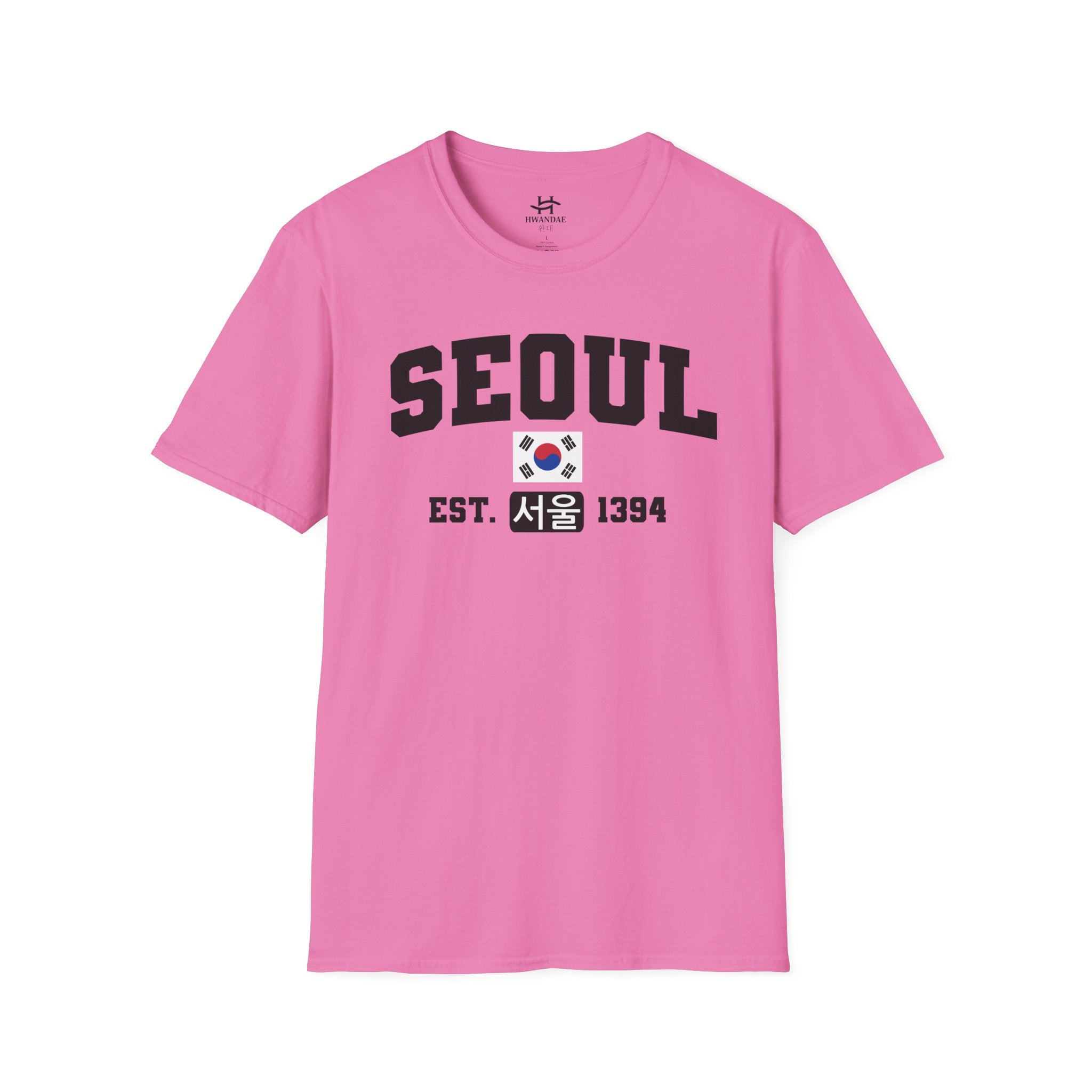 Seoul Varsity T-Shirt with Korean, Flags and Establishment date