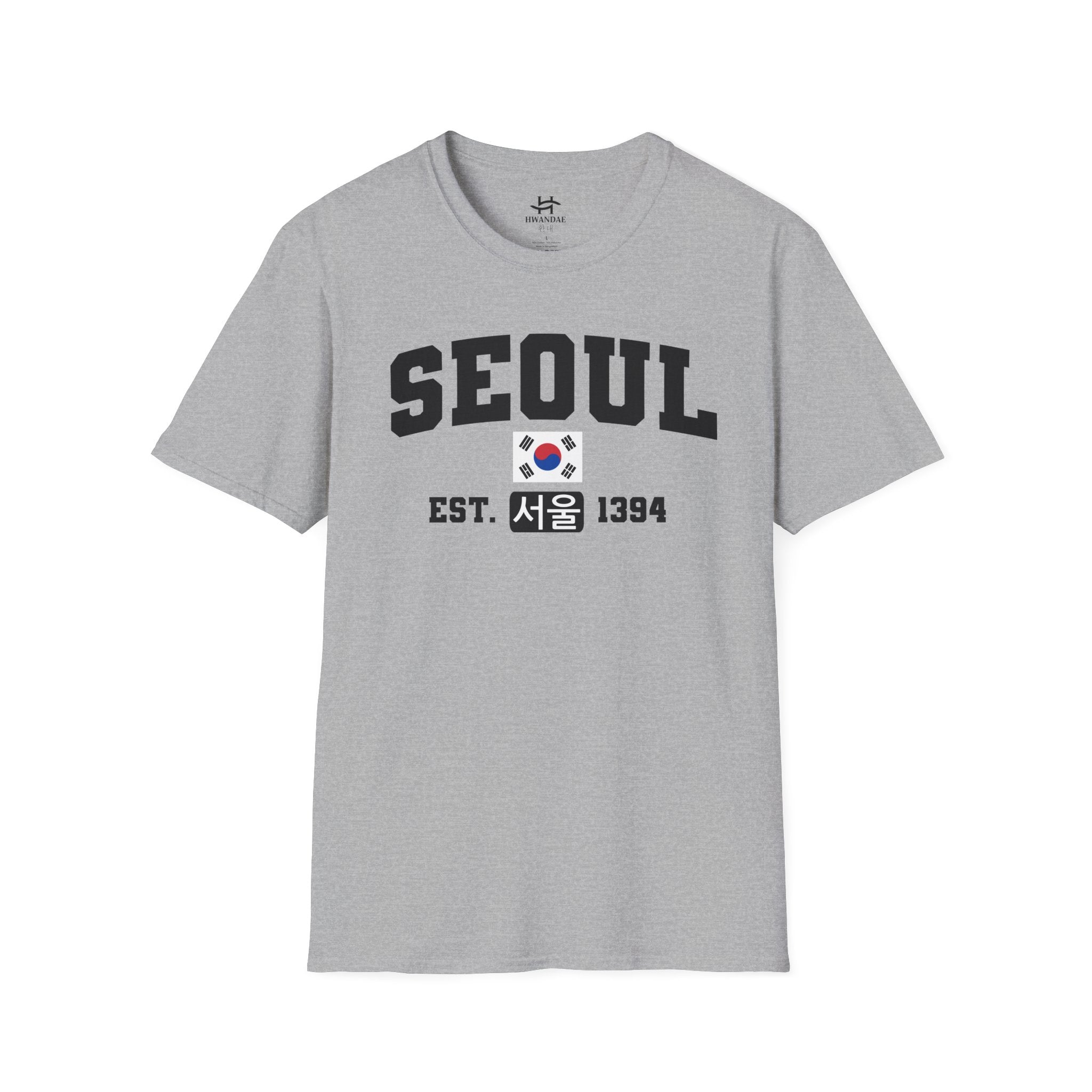 Seoul Varsity T-Shirt with Korean, Flags and Establishment date