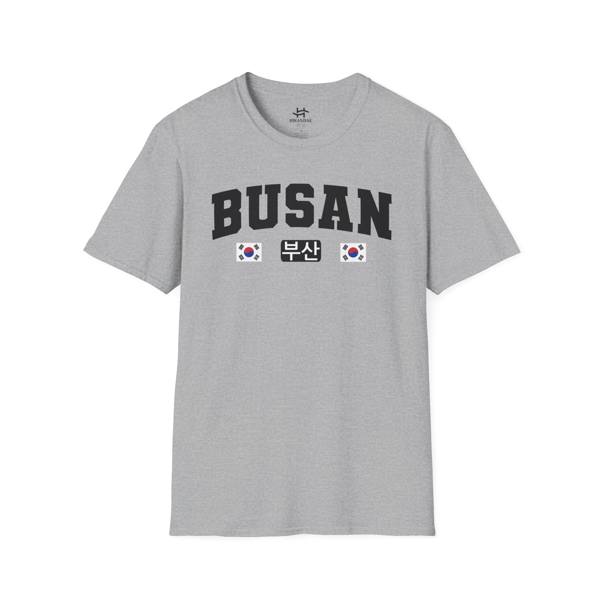Busan Varsity T-Shirt with Korean and Flags