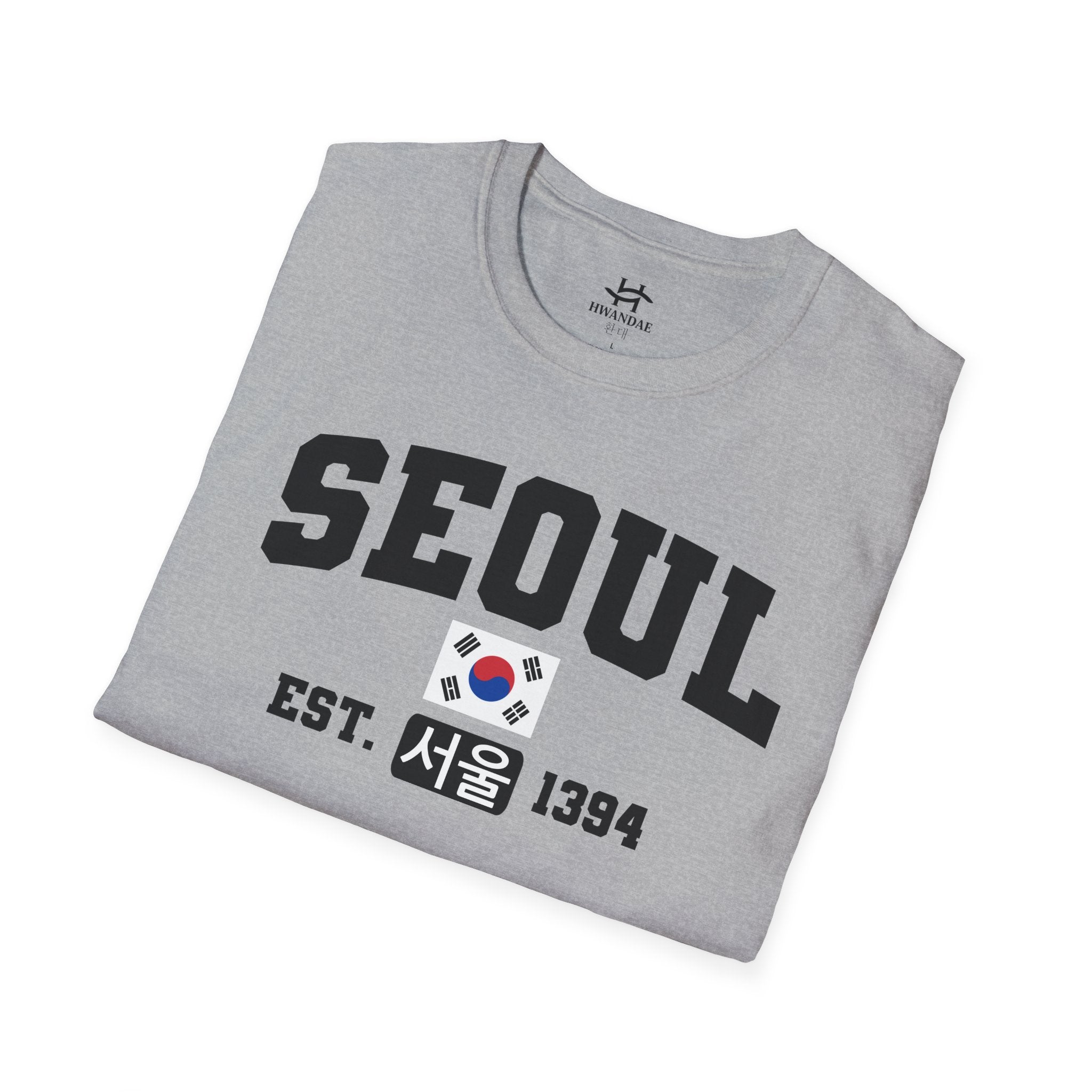 Seoul Varsity T-Shirt with Korean, Flags and Establishment date