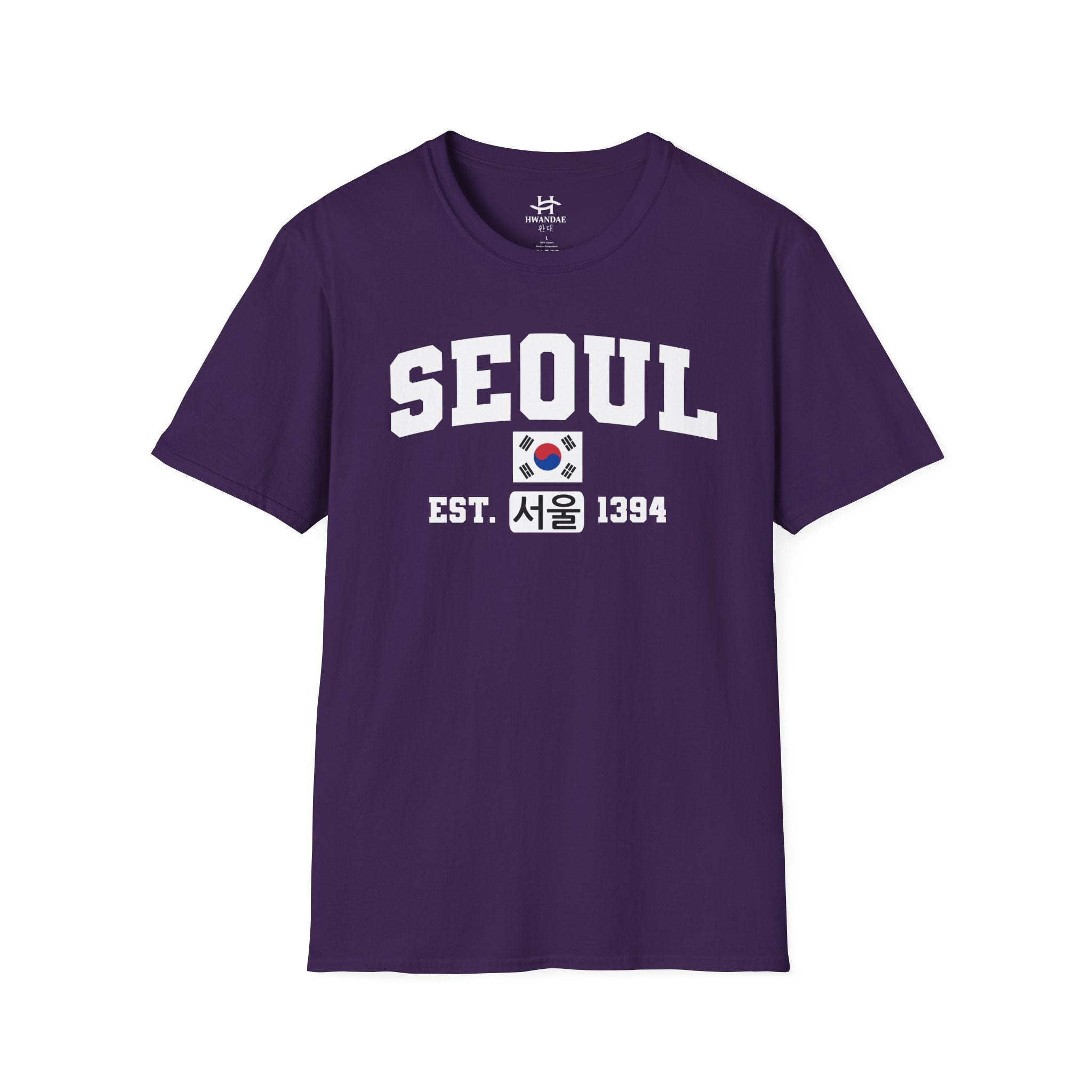 Seoul Varsity T-Shirt with Korean, Flags and Establishment date