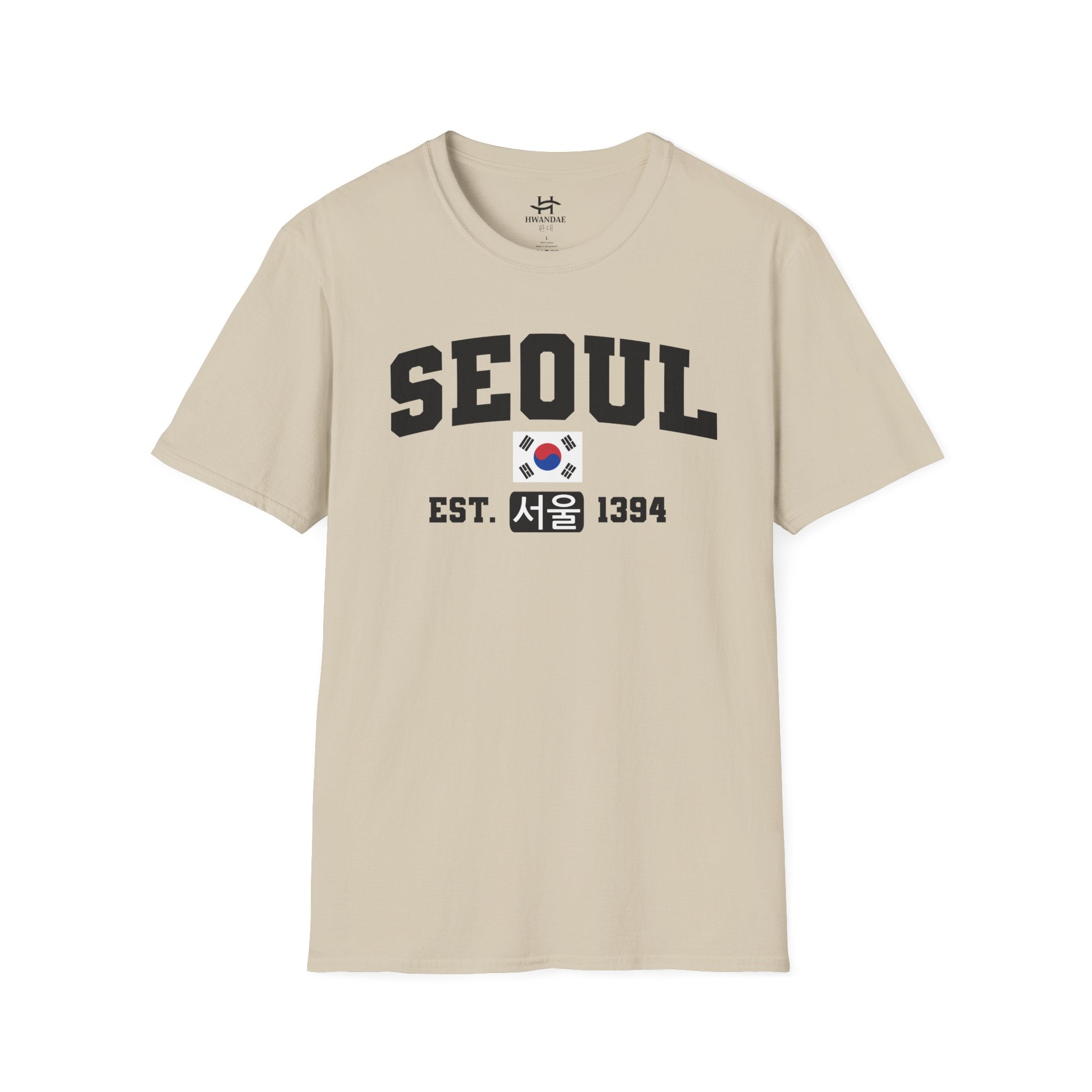 Seoul Varsity T-Shirt with Korean, Flags and Establishment date