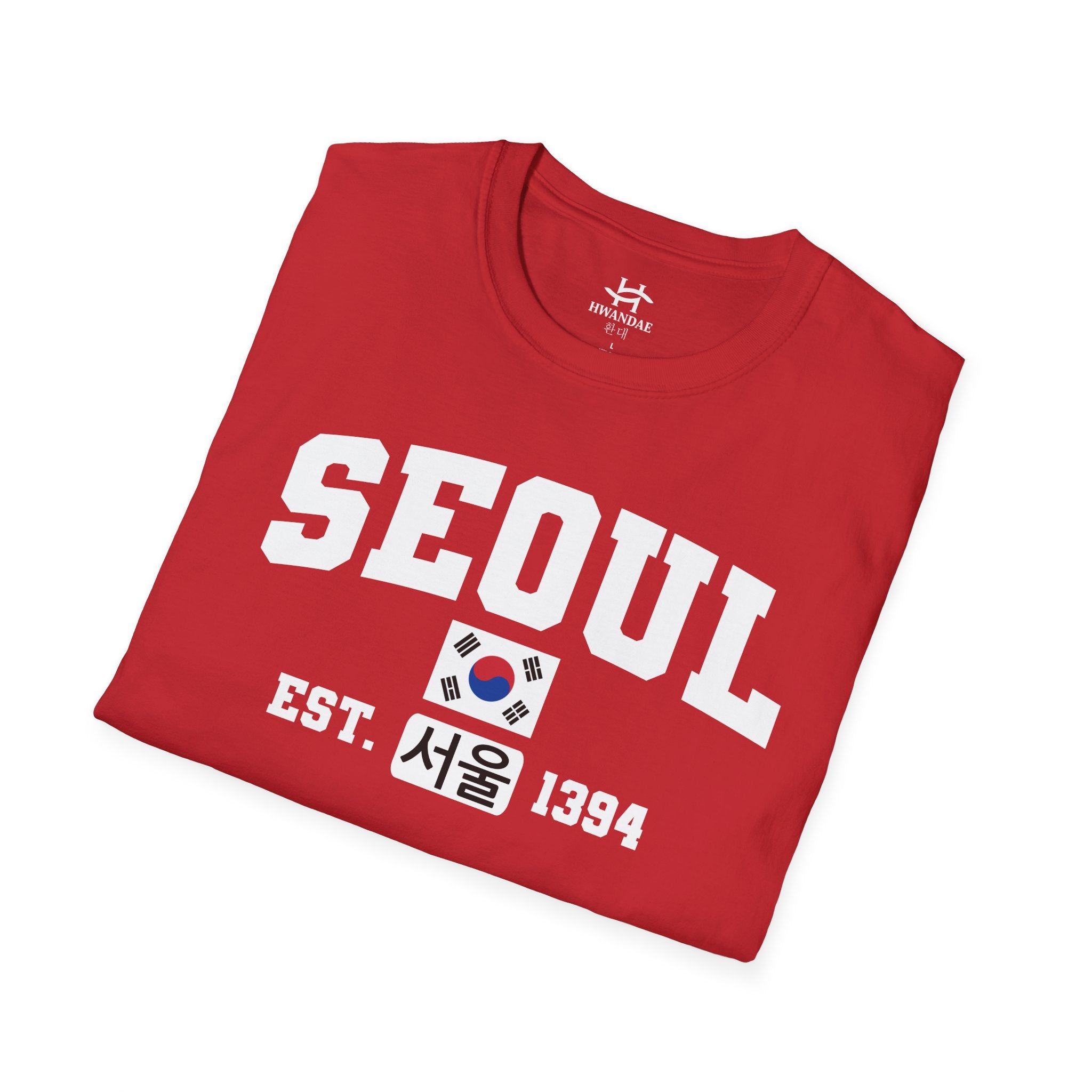 Seoul Varsity T-Shirt with Korean, Flags and Establishment date
