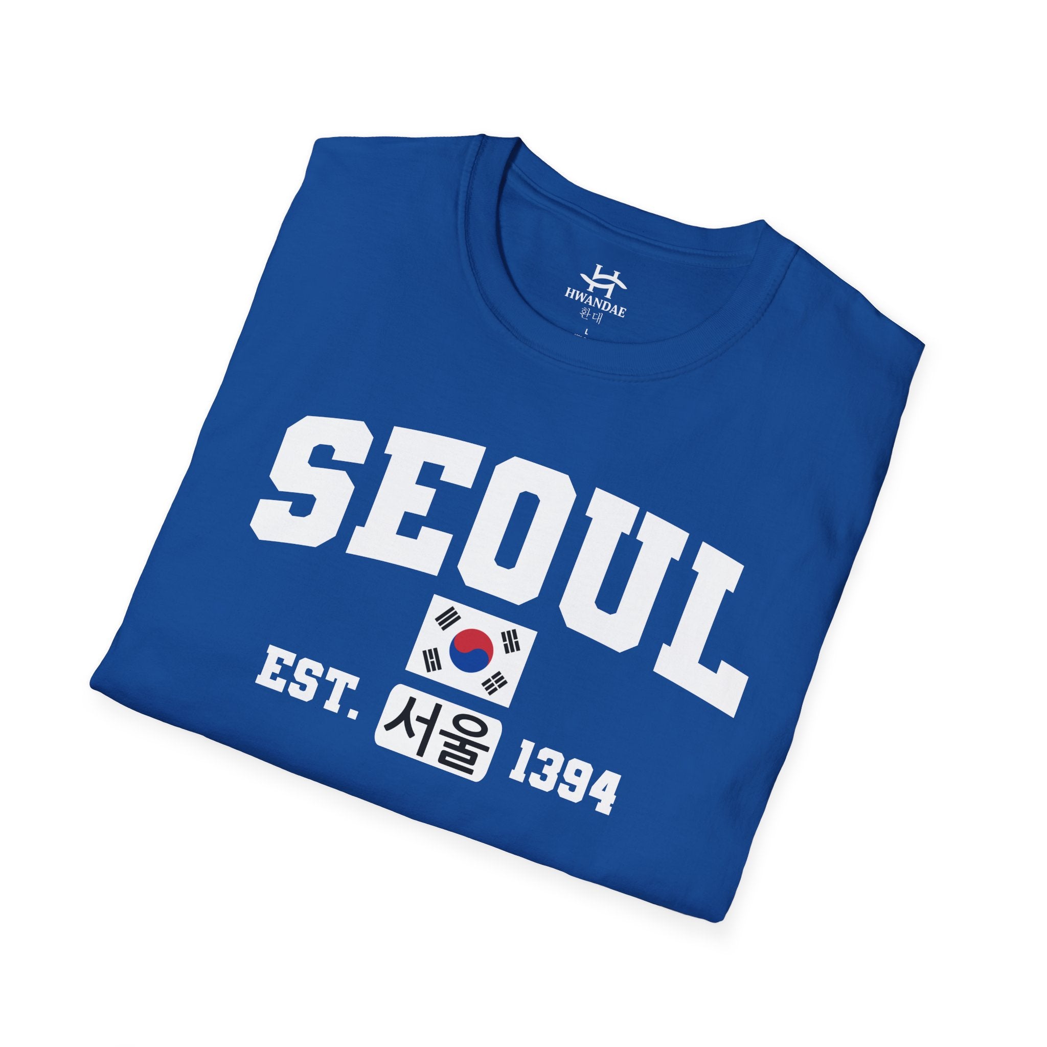 Seoul Varsity T-Shirt with Korean, Flags and Establishment date