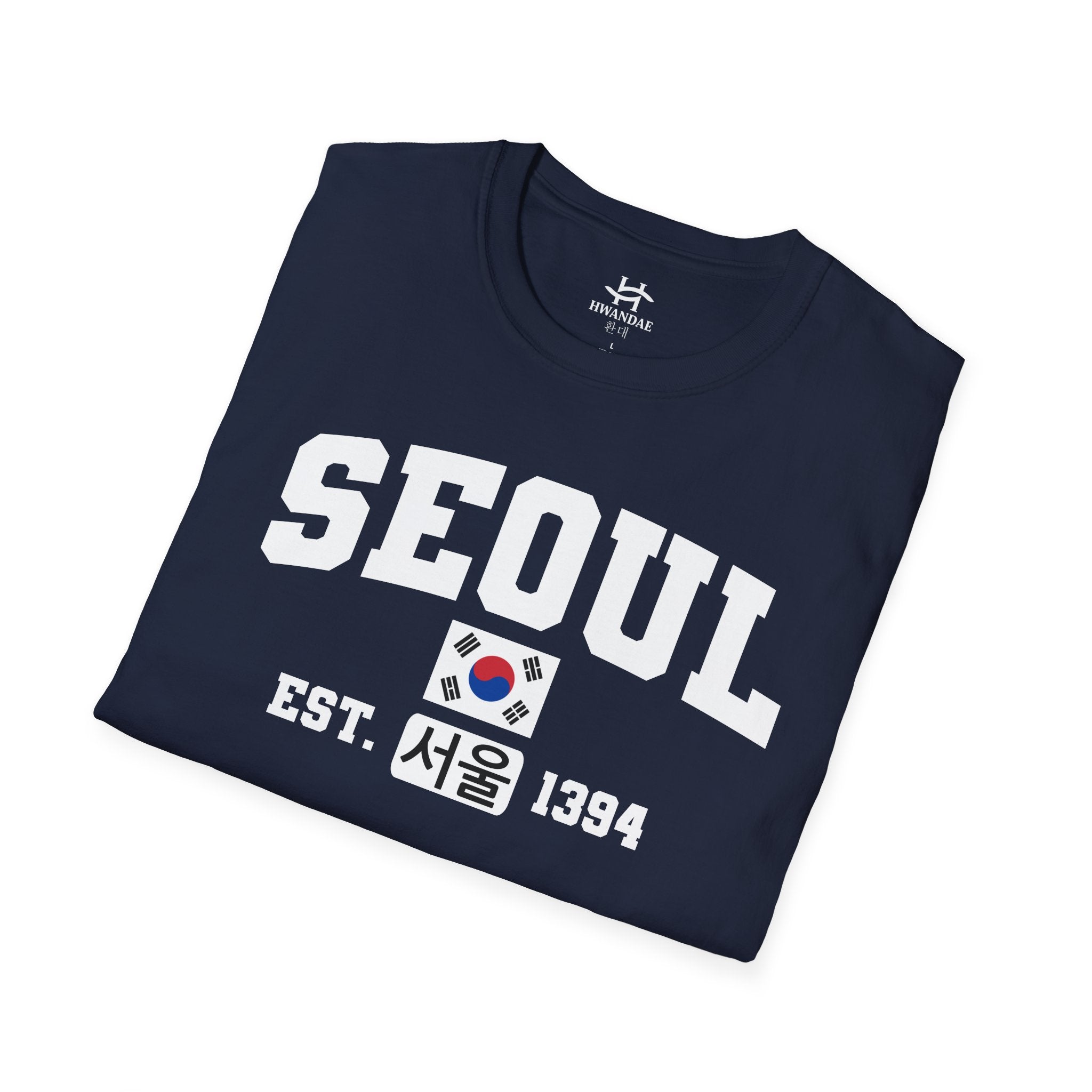Seoul Varsity T-Shirt with Korean, Flags and Establishment date