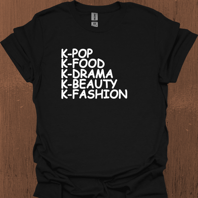 한국 K-POP K-FOOD K-DRAMA K-BEAUTY K-FASHION 티셔츠