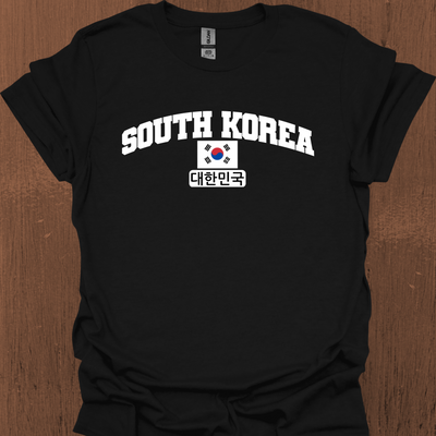 한국어와 국기가 있는 South Korea Varsity 티셔츠