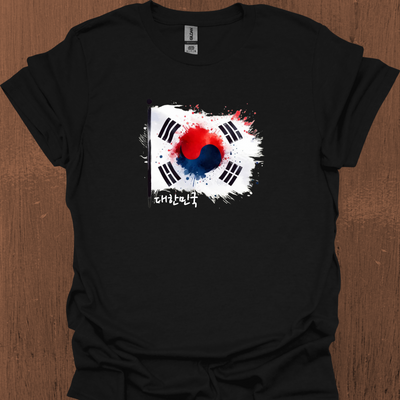 한국어가 들어간 생동감 넘치는 대한민국 국기 티셔츠