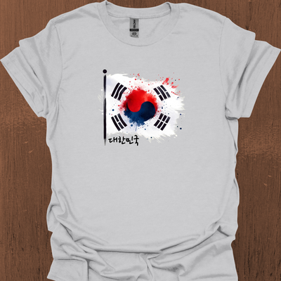 한국어가 들어간 생동감 넘치는 대한민국 국기 티셔츠