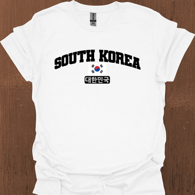 한국어와 국기가 있는 South Korea Varsity 티셔츠