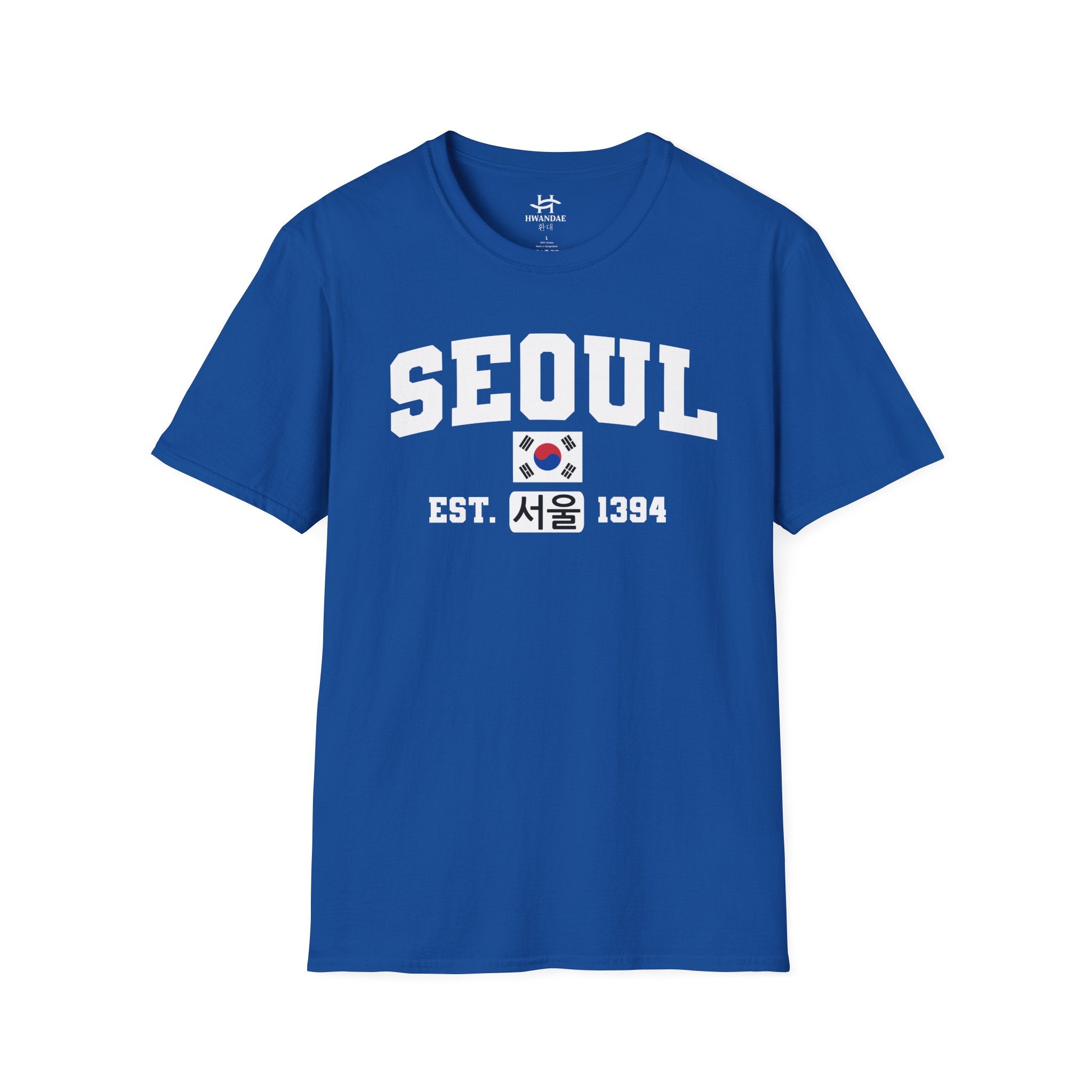 Seoul Varsity T-Shirt with Korean, Flags and Establishment date