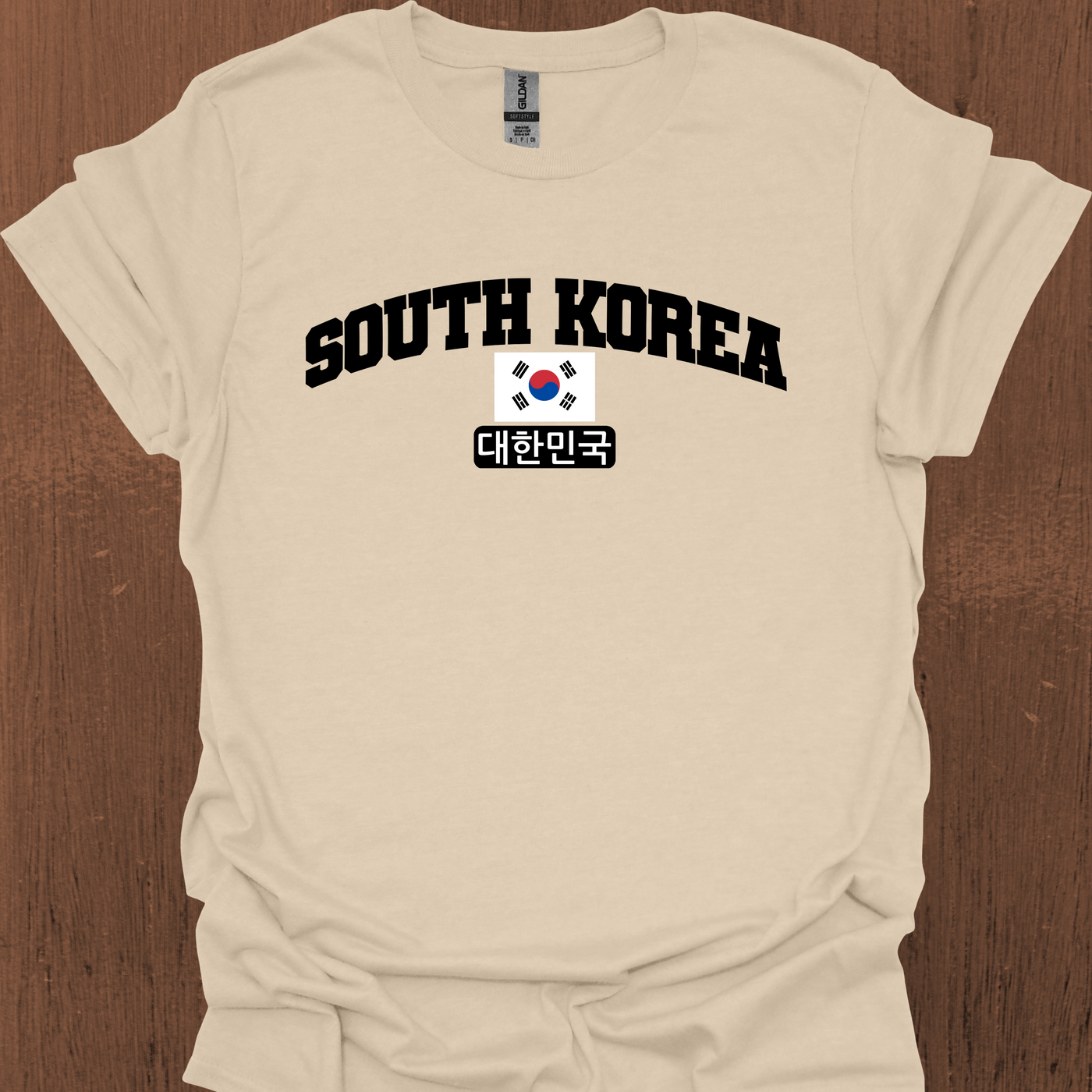 한국어와 국기가 있는 South Korea Varsity 티셔츠