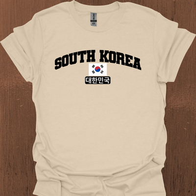 한국어와 국기가 있는 South Korea Varsity 티셔츠