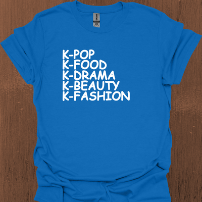 한국 K-POP K-FOOD K-DRAMA K-BEAUTY K-FASHION 티셔츠