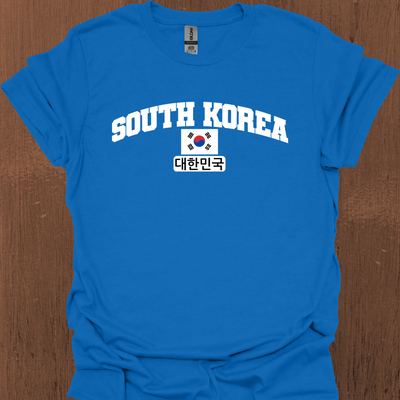 한국어와 국기가 있는 South Korea Varsity 티셔츠
