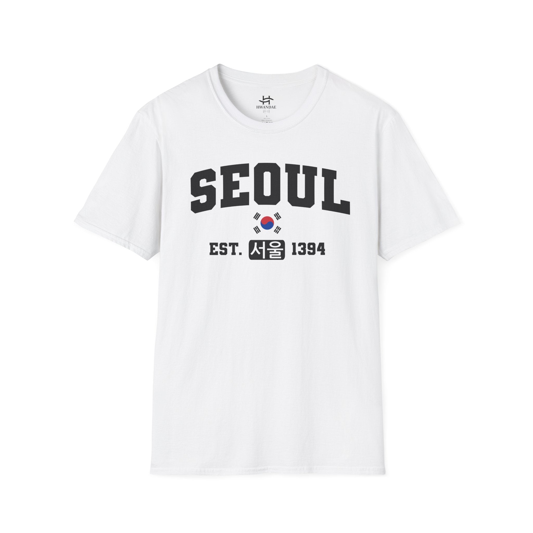 Seoul Varsity T-Shirt with Korean, Flags and Establishment date