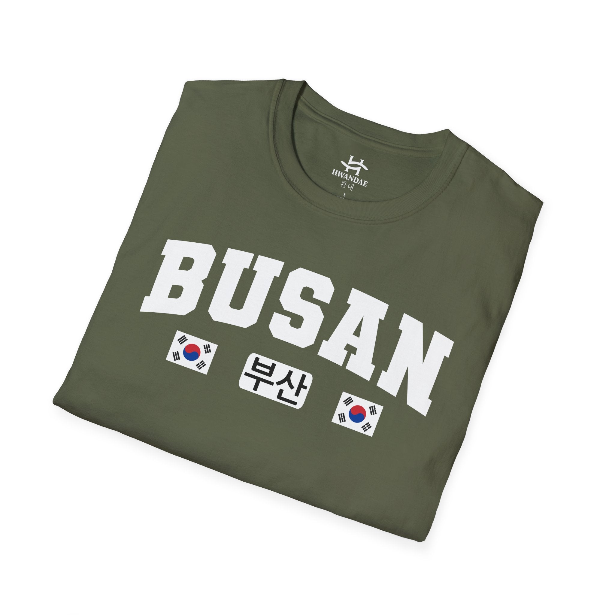 Busan Varsity T-Shirt with Korean and Flags