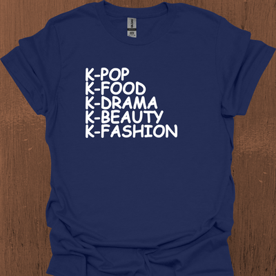 한국 K-POP K-FOOD K-DRAMA K-BEAUTY K-FASHION 티셔츠