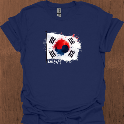 한국어가 들어간 생동감 넘치는 대한민국 국기 티셔츠