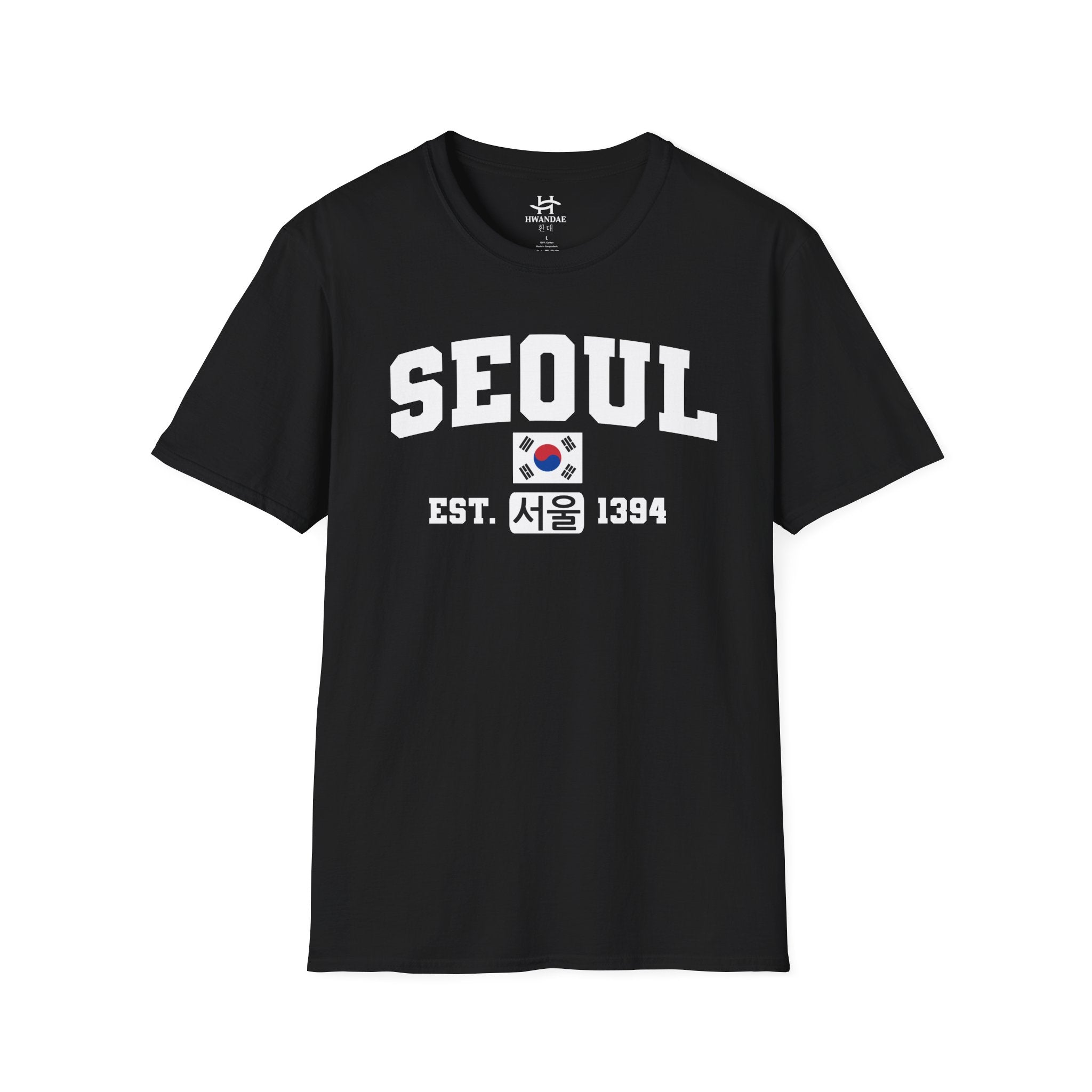 Seoul Varsity T-Shirt with Korean, Flags and Establishment date