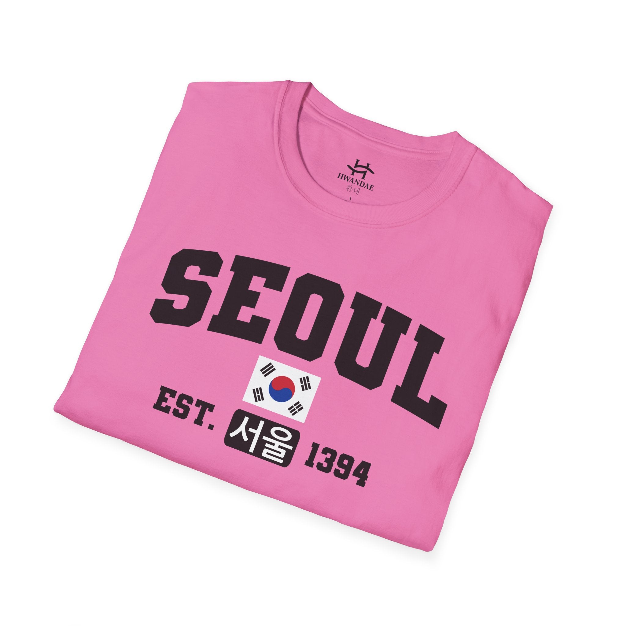 Seoul Varsity T-Shirt with Korean, Flags and Establishment date