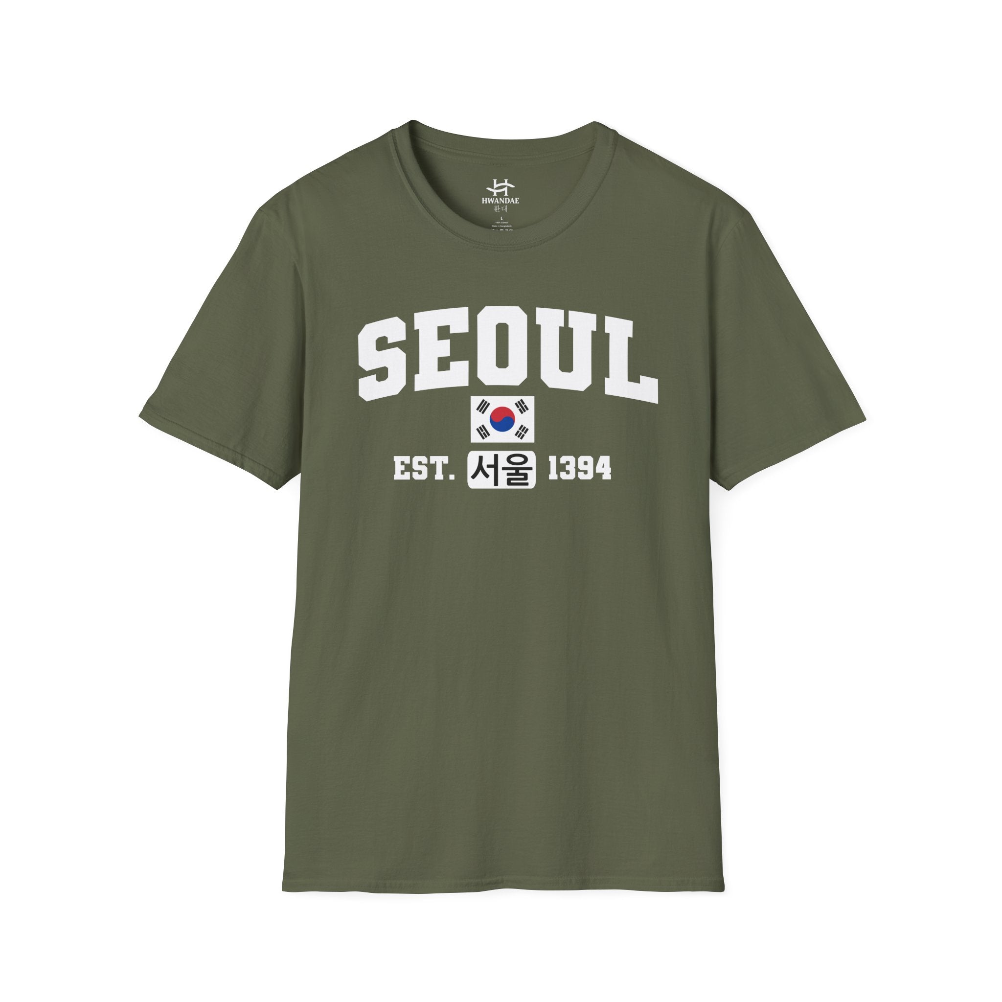 Seoul Varsity T-Shirt with Korean, Flags and Establishment date