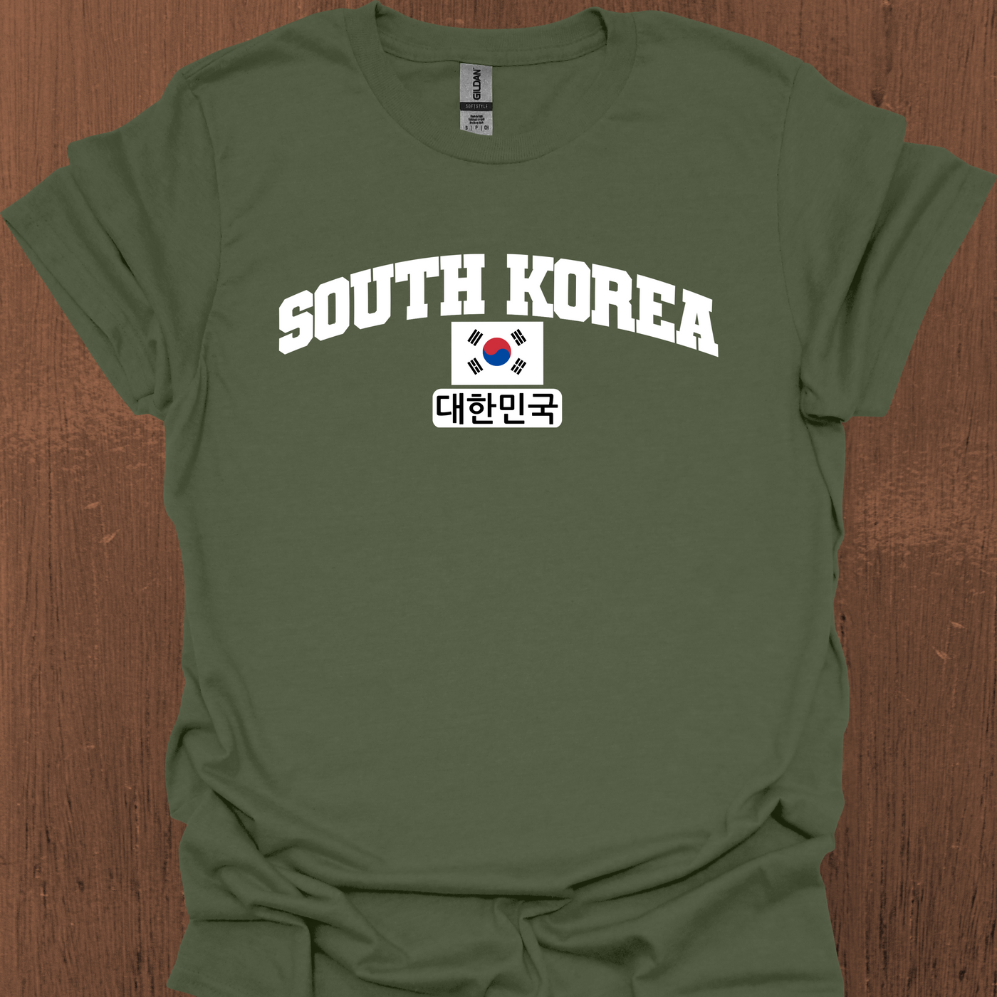 한국어와 국기가 있는 South Korea Varsity 티셔츠