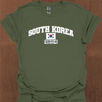 한국어와 국기가 있는 South Korea Varsity 티셔츠