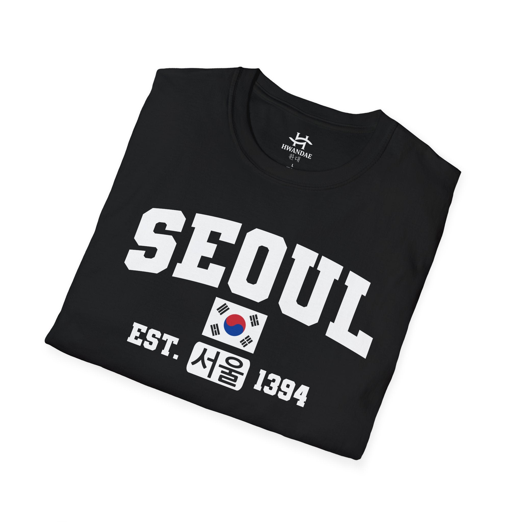 Seoul Varsity T-Shirt with Korean, Flags and Establishment date