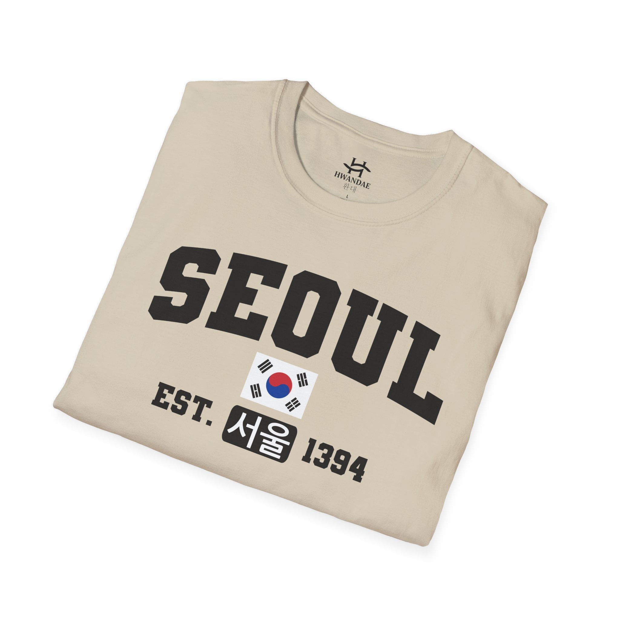 Seoul Varsity T-Shirt with Korean, Flags and Establishment date
